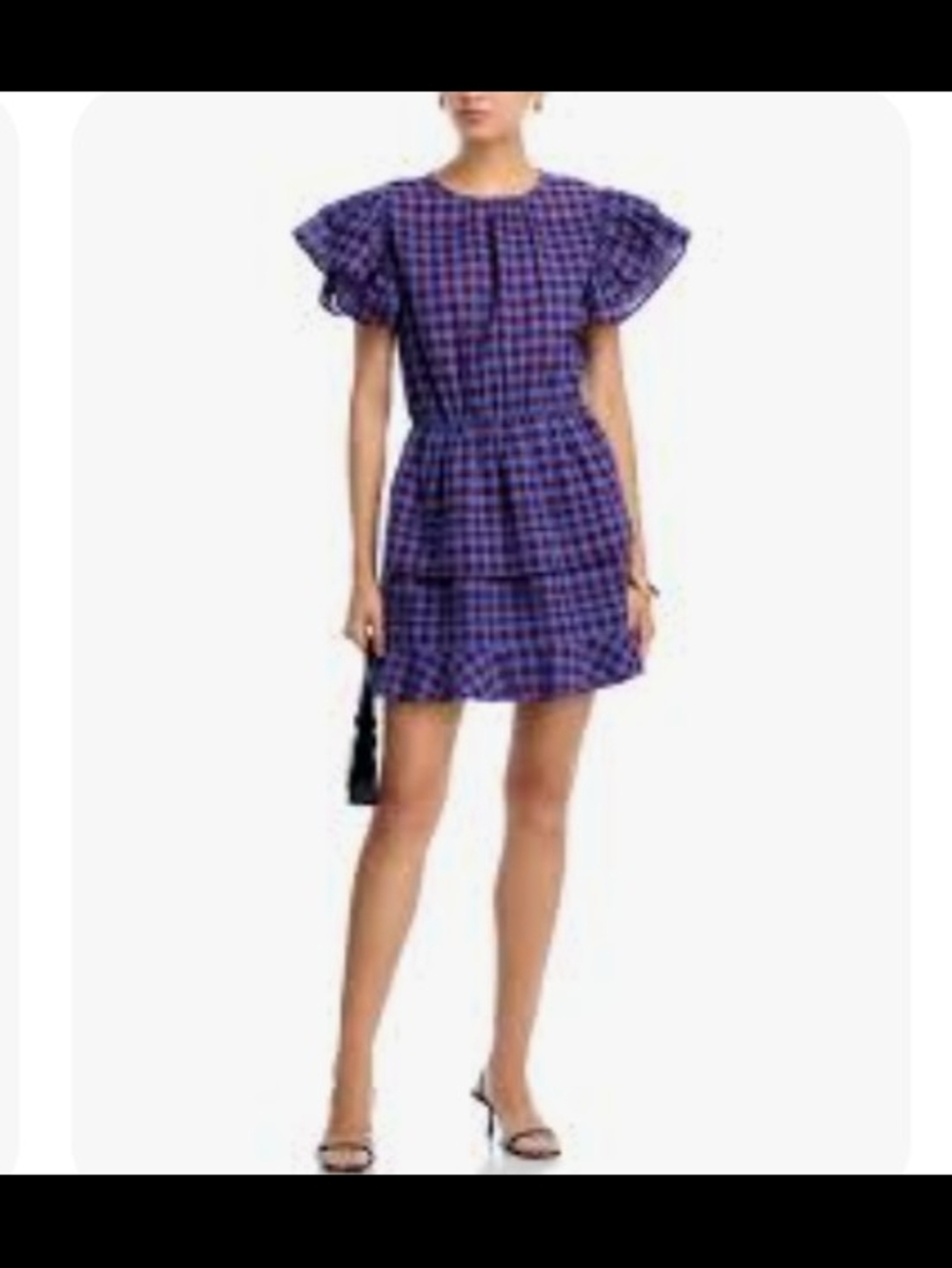 Aqua Purple XXS NWT Plaid Ruffle -Sleeve Mini Dress